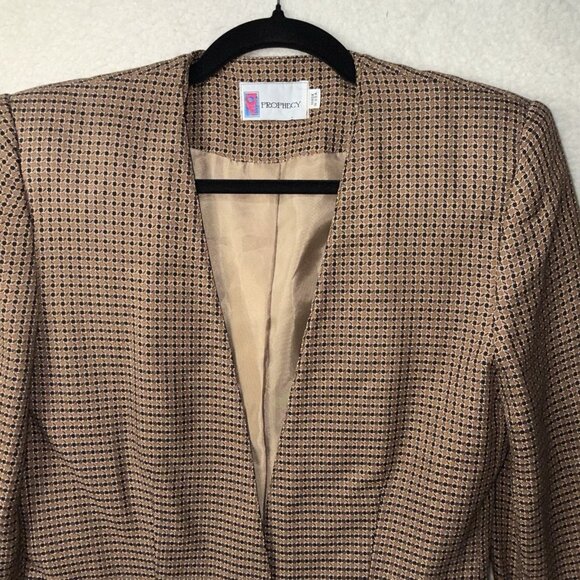 Vintage 80's Prophecy Houndstooth Blazer Fit Size Medium Academic Retro Preppy - Picture 1 of 8